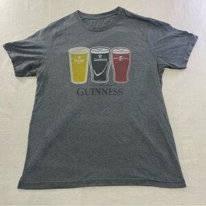 Guinness T-Shirt Charcoal Gray Graphic Print Size L~